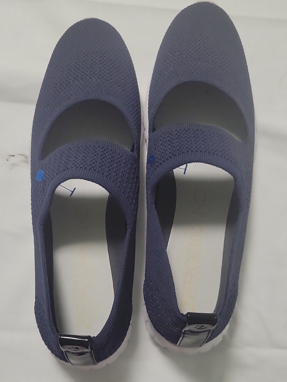 Cole Haan Navy Knit Mary Jane Flat with Strap